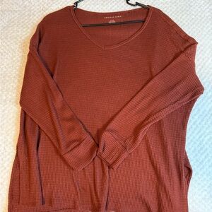 American Eagle Outfitters Women's V-Neck Sweater in Rust